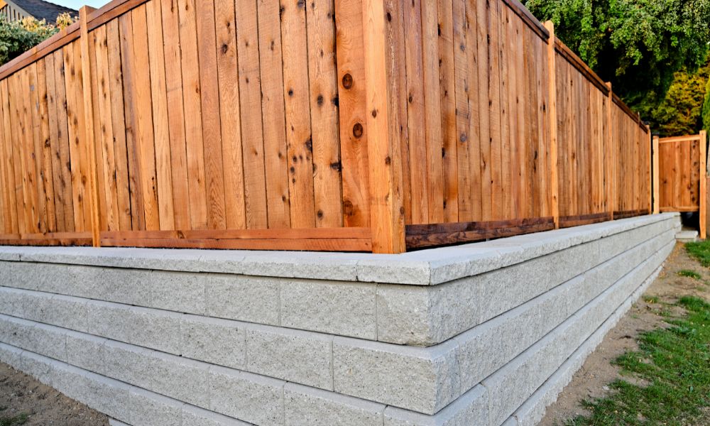 corner block in Ipswich QLD with retaining wall and treated timber fence